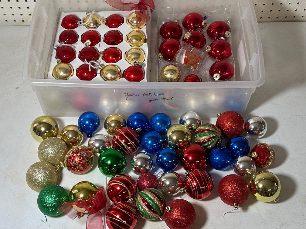 Assorted Glitter and Metallic Glass Christmas Ornaments 
