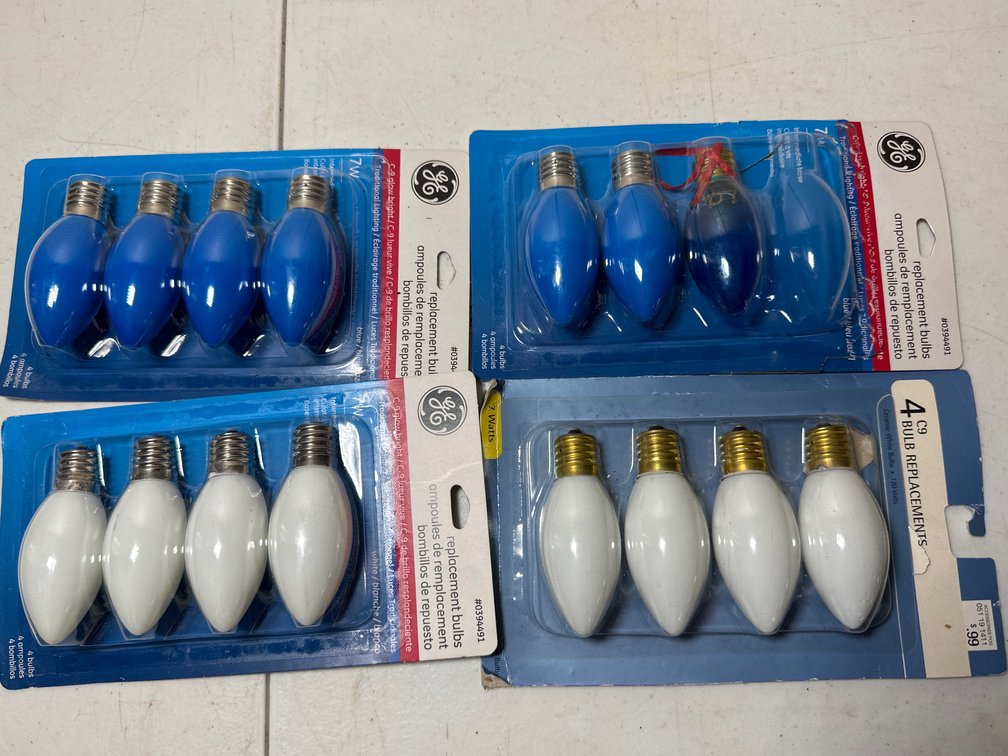 Blue and Frosted White Candle Base Bulbs