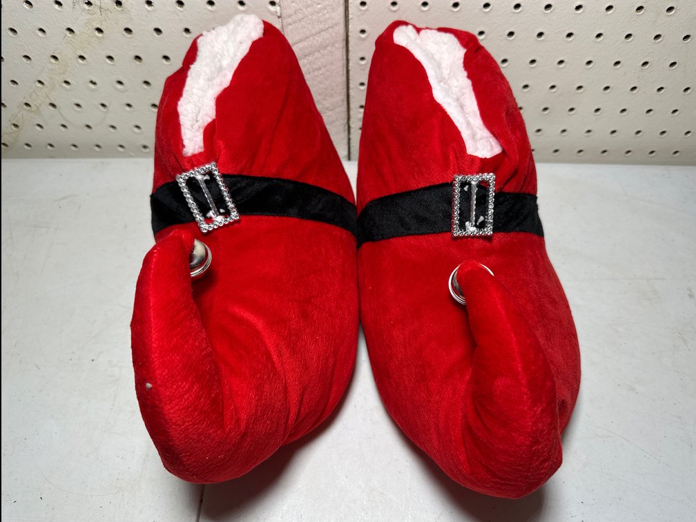 Bright Red Santa Elf Slippers 