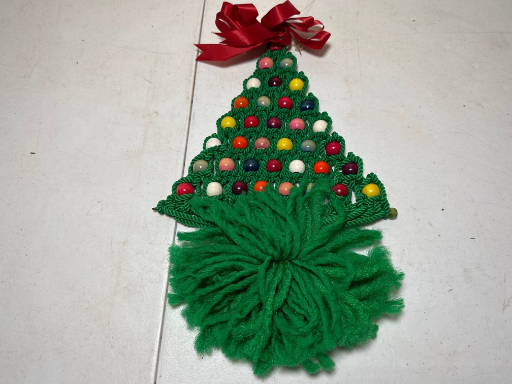 Handmade Beaded Christmas Yarn Tree 