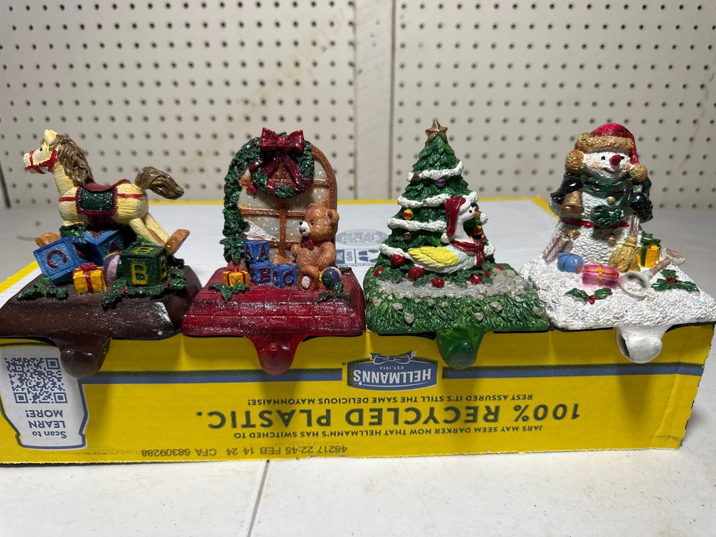 Cast Iron Fireplace Mantle Christmas Stocking Hangers - Set of 4 