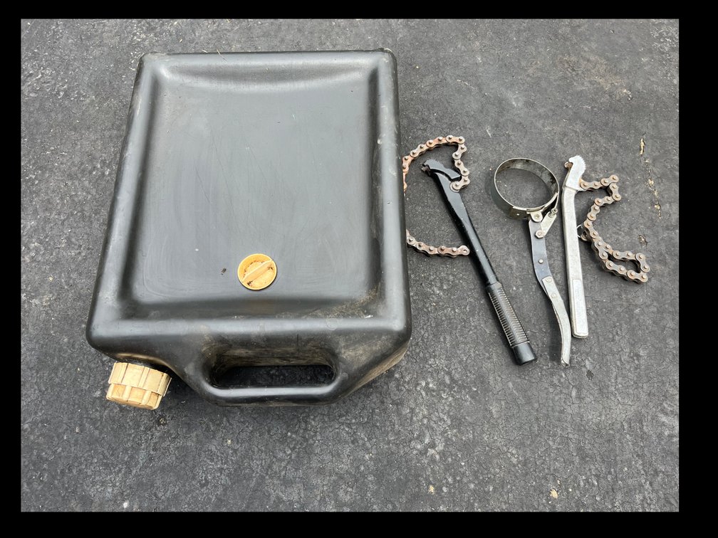 Oil Drain Pan and Tools