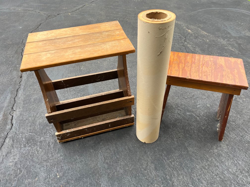 Wooden Paper Rack and Stool