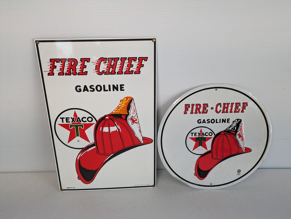 Two Texaco Fire Chief Signs 