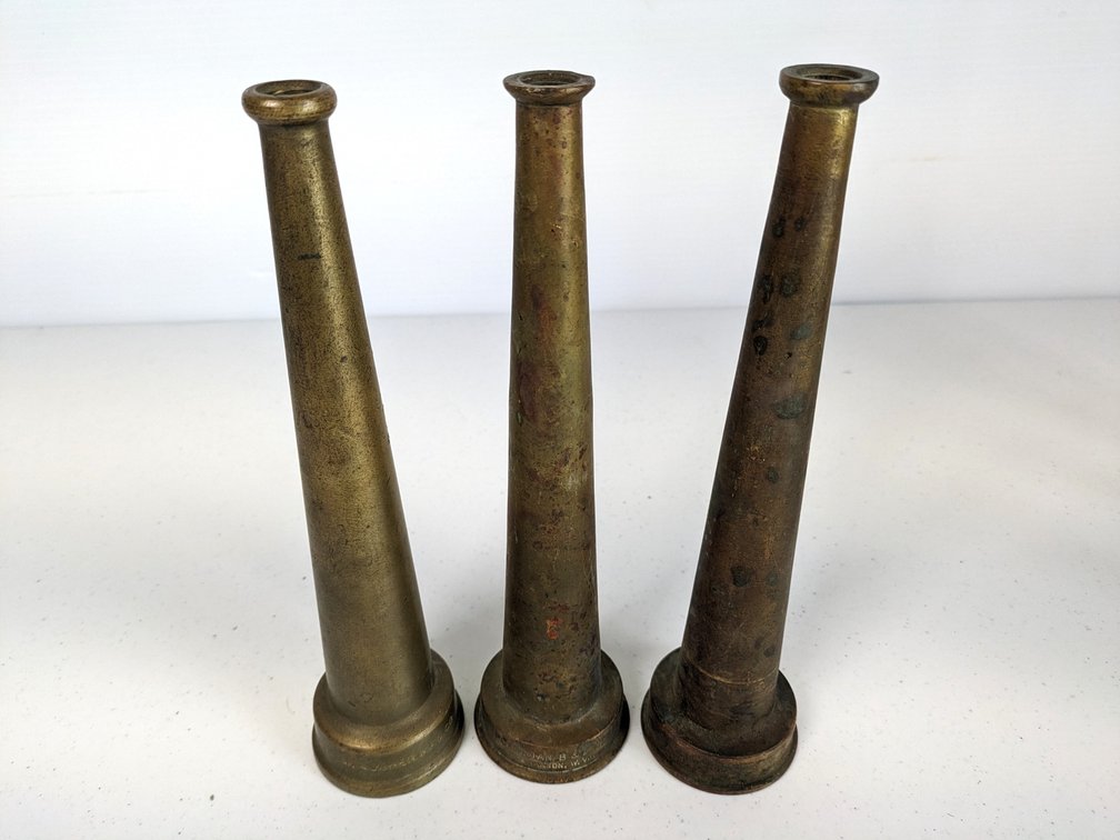 Three Brass Fire Nozzles