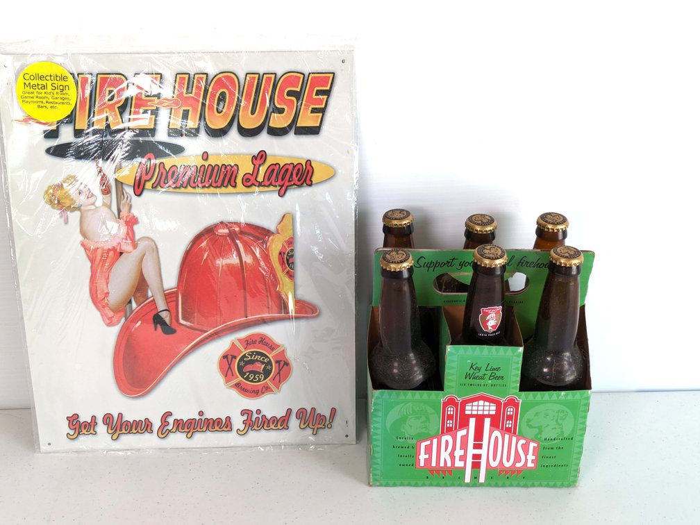 Fire House Premium Lager Sign and Empties