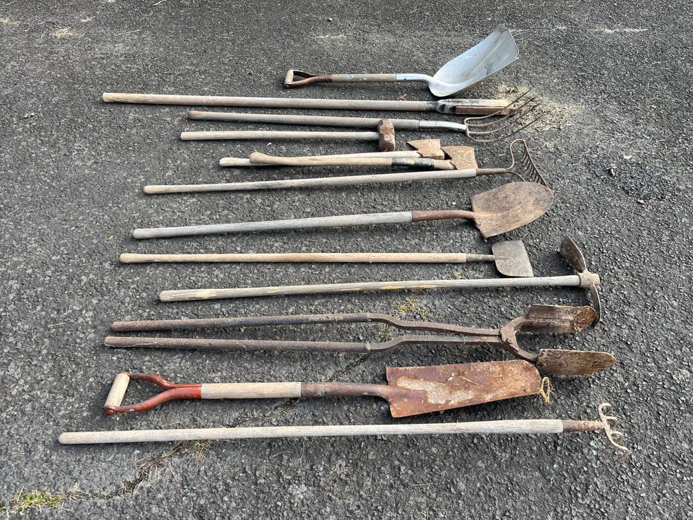 Twelve Long Handled Tools