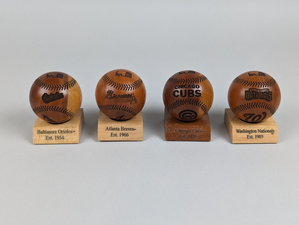 Four Wood Team Display Baseballs