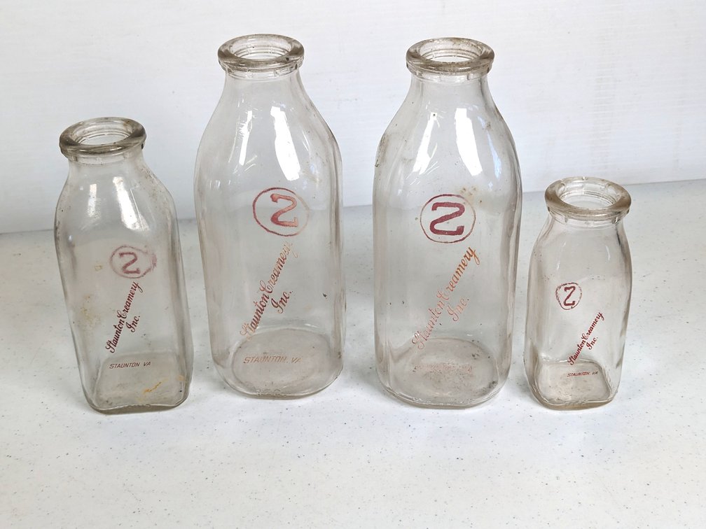 Four Staunton Creamery Milk Bottles