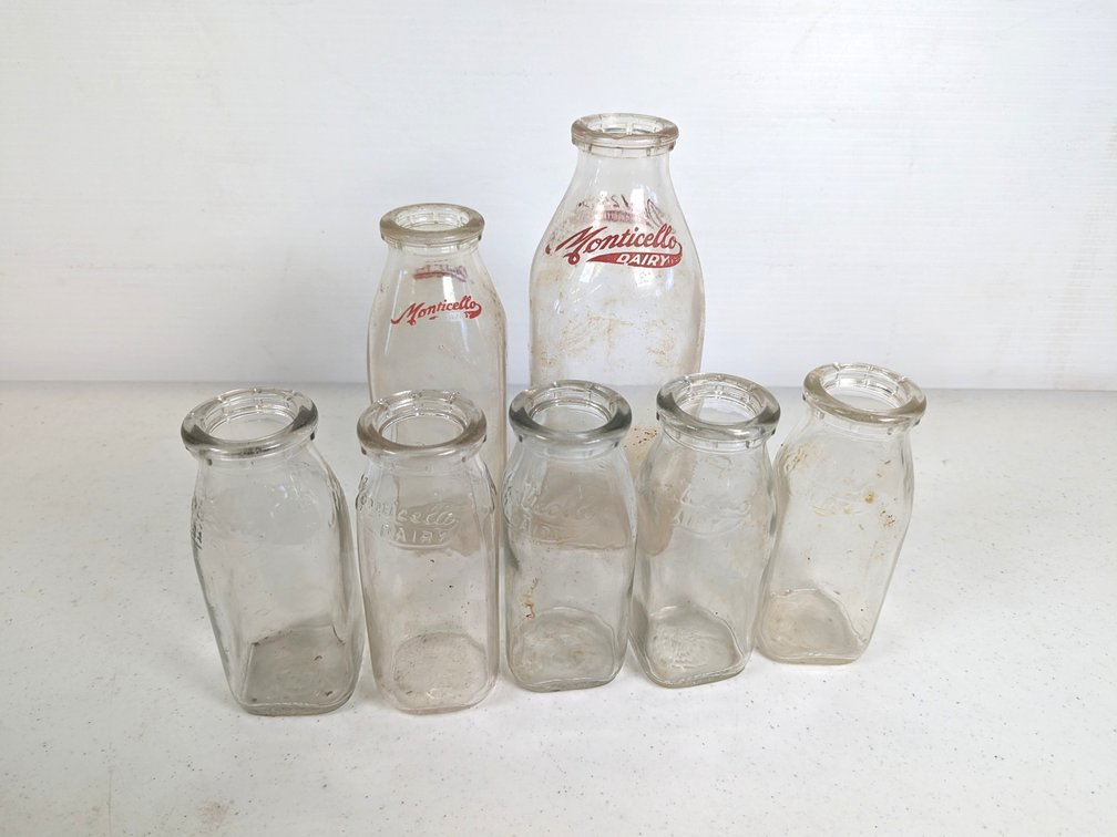 Seven Monticello Dairy Milk Bottles