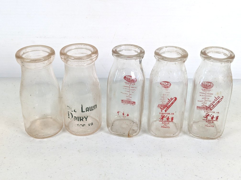 Five Half Pint Milk Bottles