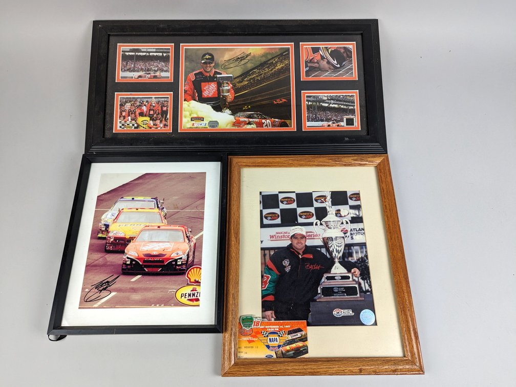 Three Framed NASCAR Memorabilia Items