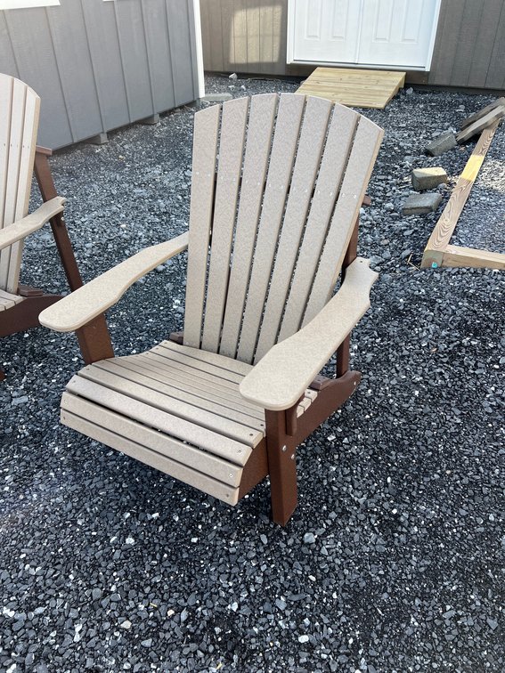 Deluxe Adirondack Deck Chair Weatherwood and Chestnut Brown