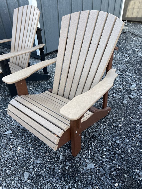 Deluxe Adirondack Deck Chair Weatherwood and Chestnut Brown