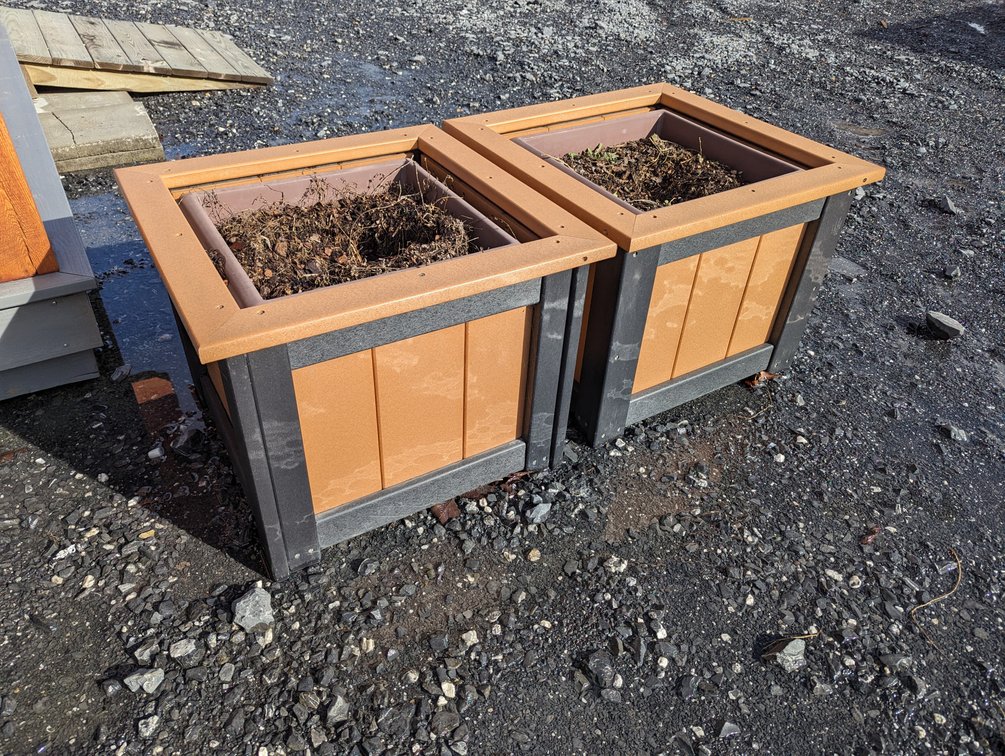 Pair Of Cedar and Black Poly Planters