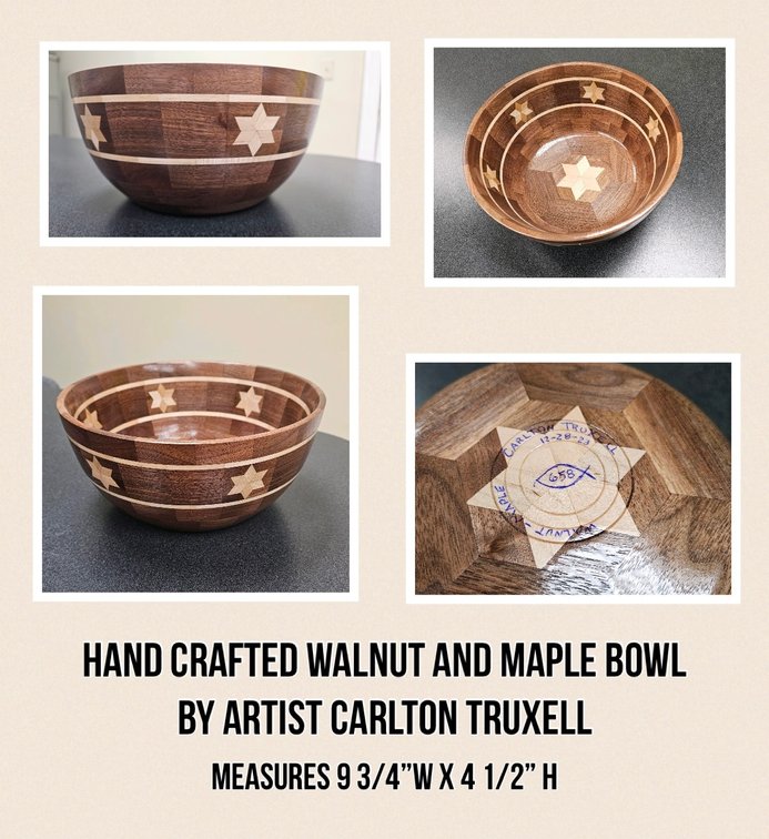 Handcrafted Walnut and Maple Bowl By Carlton Truxell