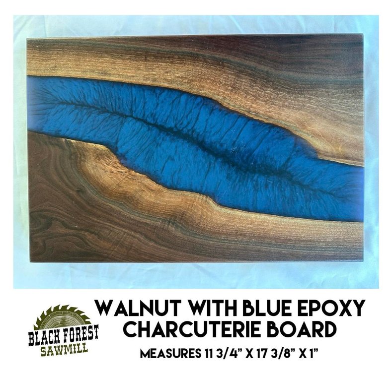 Walnut With Blue Epoxy Charcuterie Board