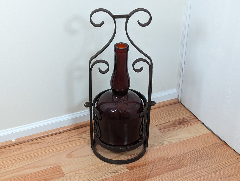 Tilting Wrought Iron Liquor Bottle Holder