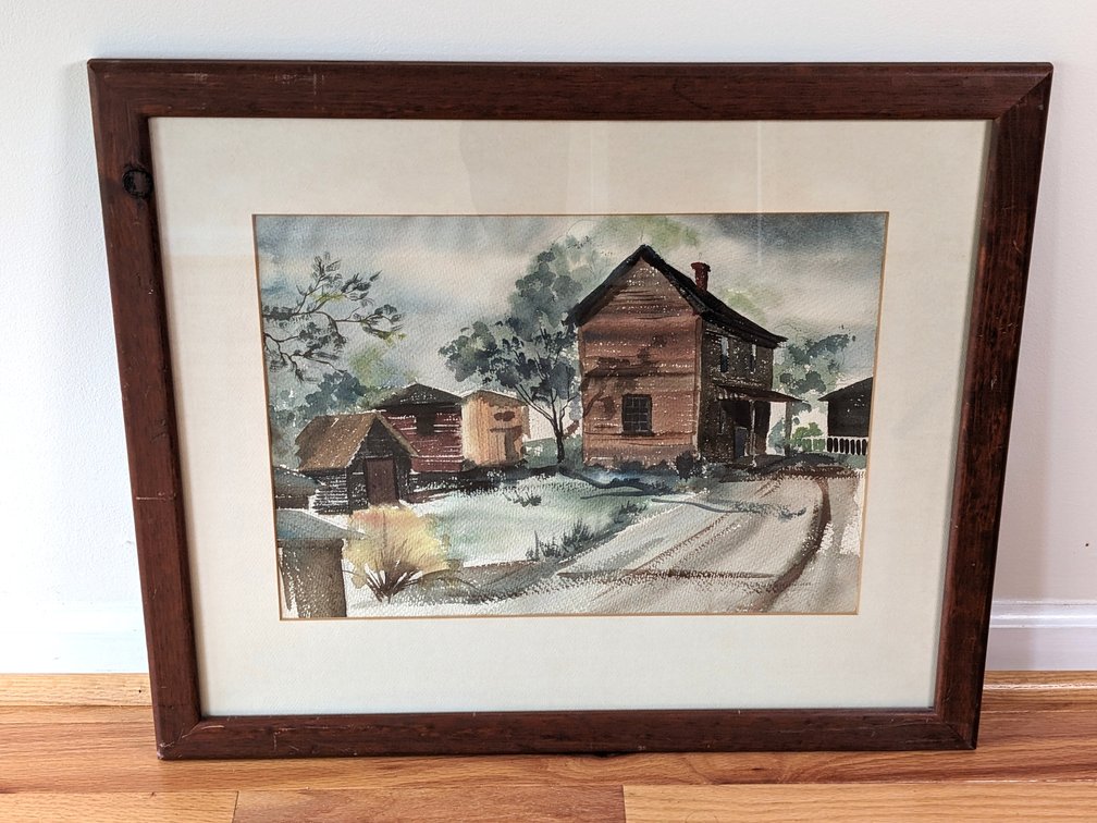 "Farmhouse On A Country Road" Original Framed Painting 
