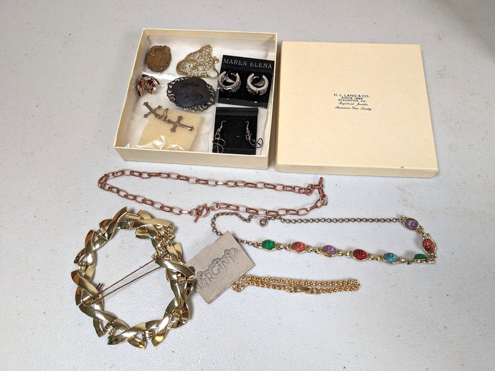 Small Box Of Costume Jewelry 