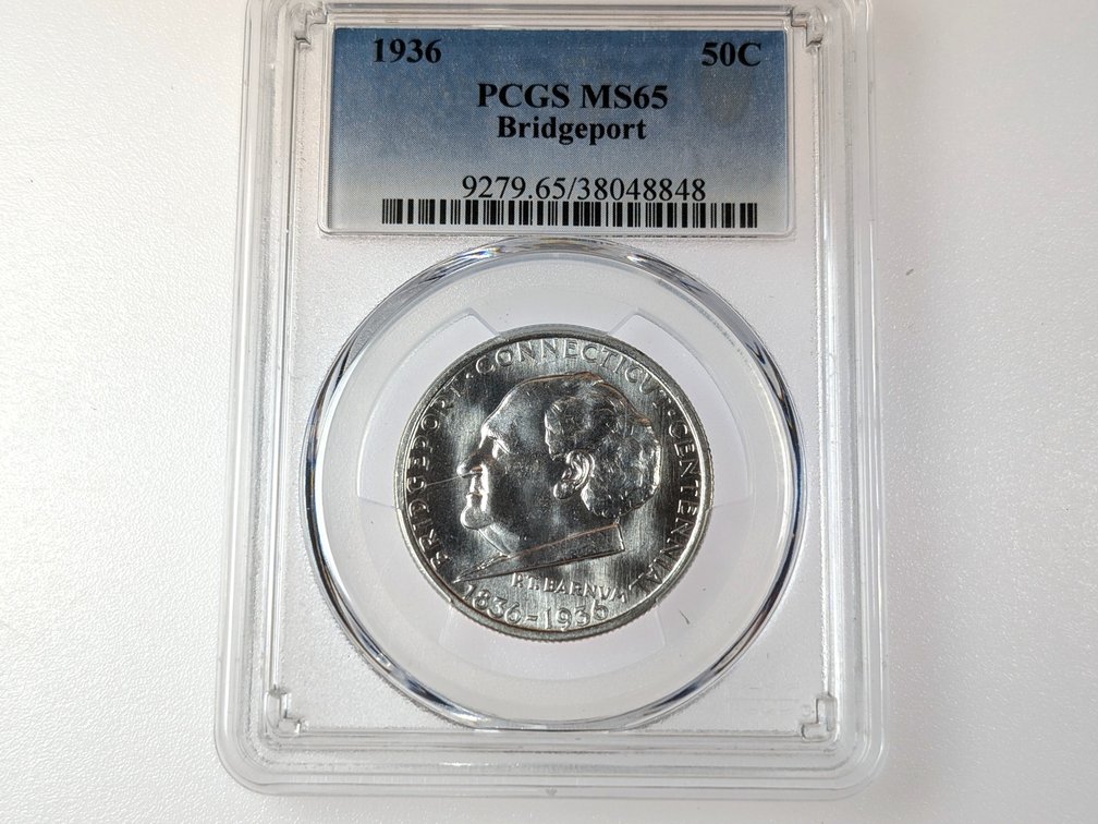 1936 Bridgeport CT PT Barnum Commemorative Half Dollar PCGS MS65
