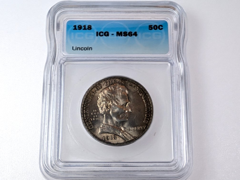 1918 Illinois Lincoln Commemorative Half Dollar ICG MS64