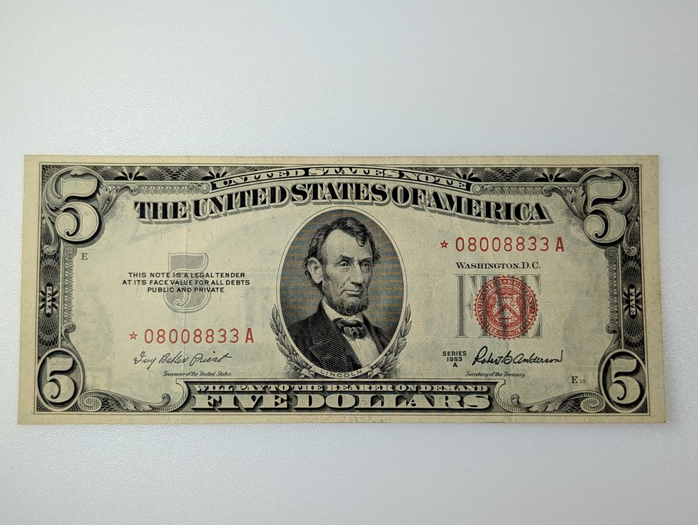 1953 $5 Red Seal Star Note