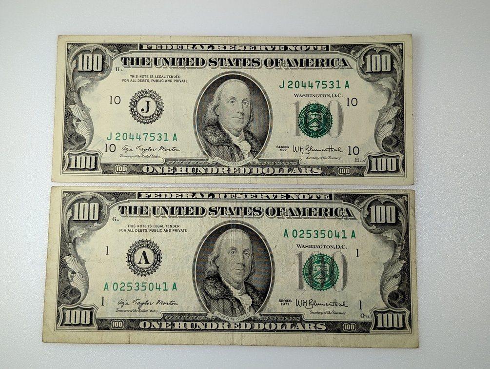 (2) 1977 $100 Federal Reserve Notes