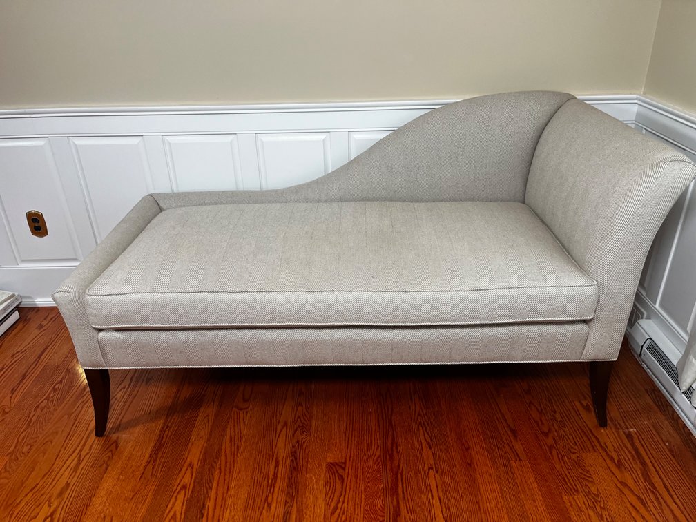 Upholstered Herringbone Asymmetrical Chaise Lounge