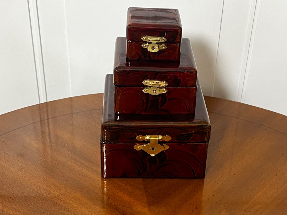 Set of Three Lacquered Decorative Boxes
