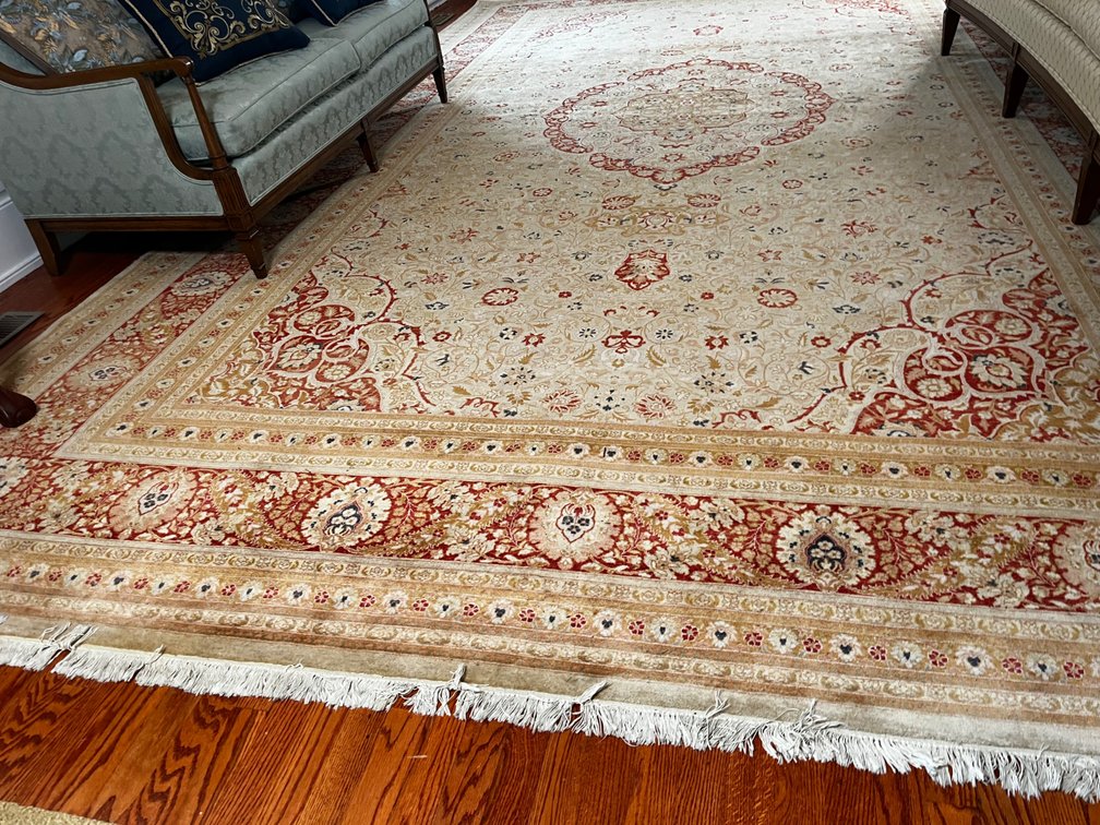 Cream & Red Floral Medallion Oriental Area Rug