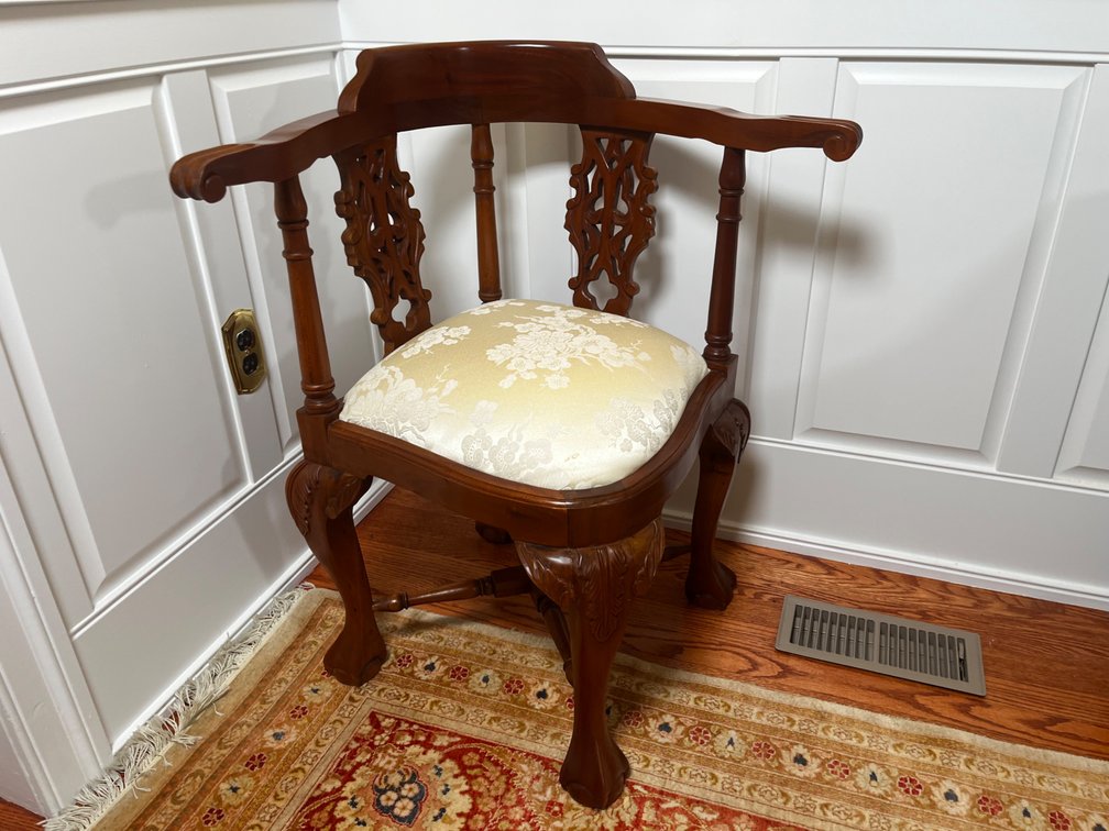 Carved Wood Corner Chair