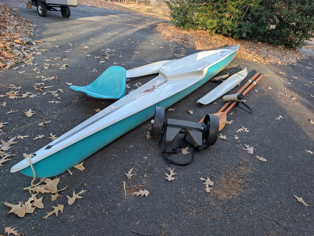 Little River Marine Sprint Rowing Shell with Oars & Cart