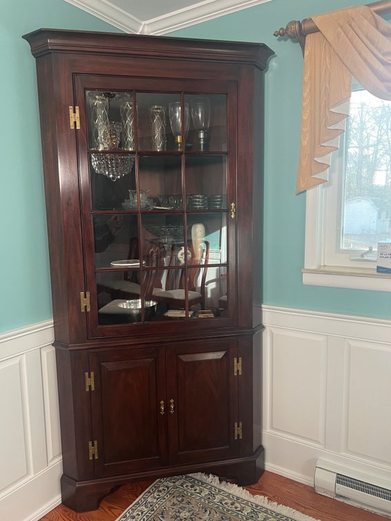 Henkel Harris Corner Display Cabinet with Assorted Contents