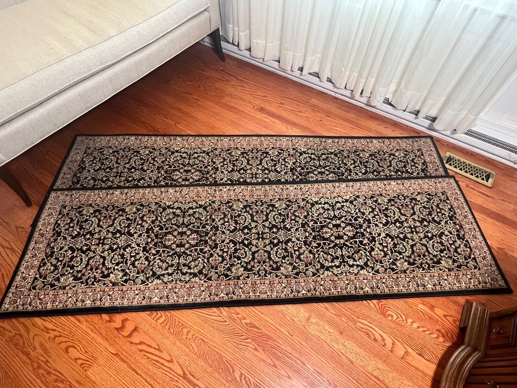 Pair of Black Traditional Oriental-Style Runner Rugs