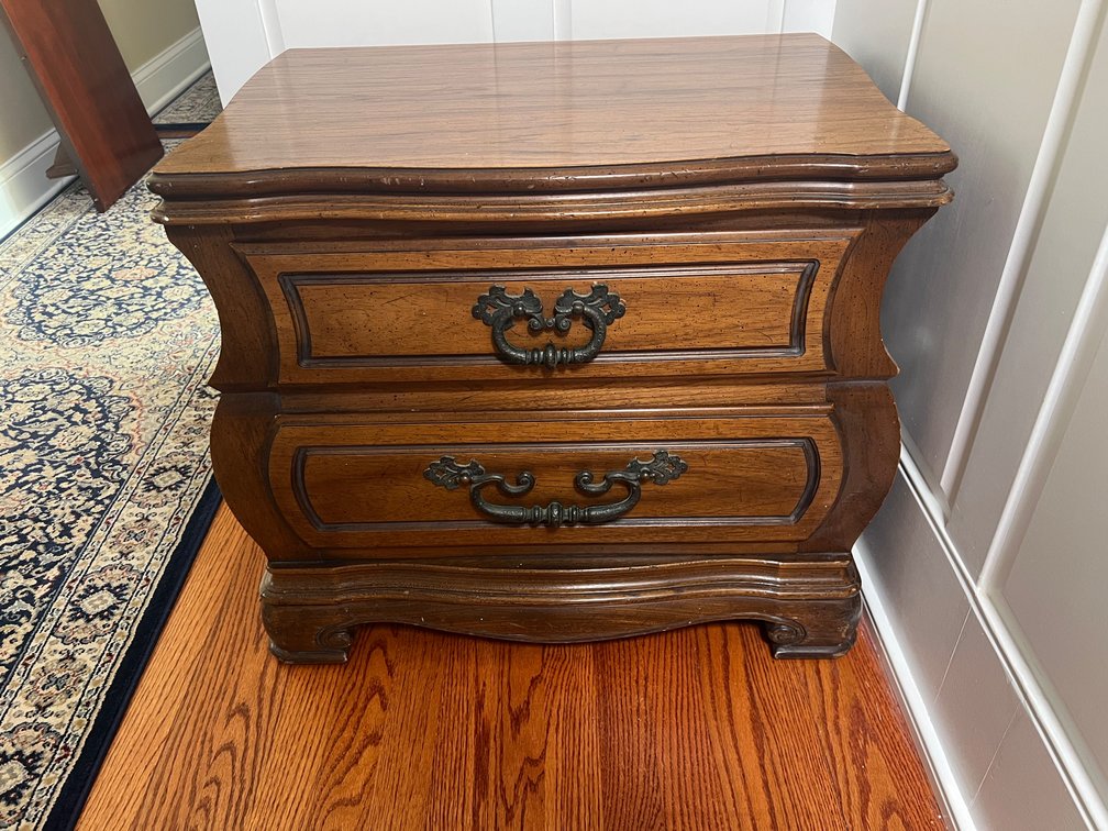 Bombe Style Two-Drawer Wooden Chest with Serpentine Front