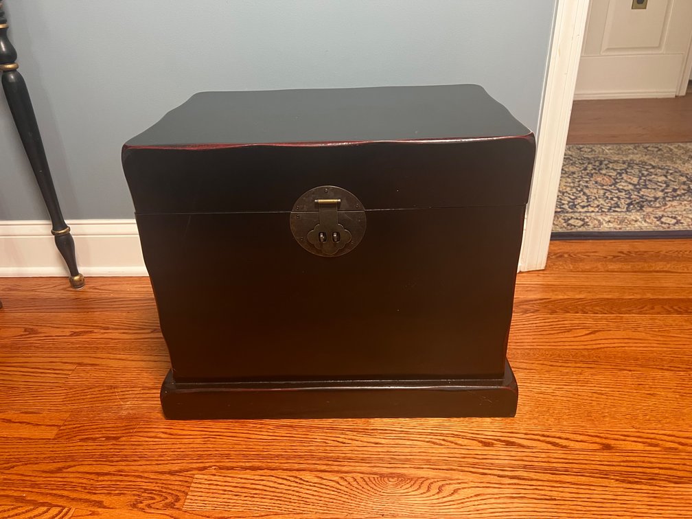 Asian-Style Black Lacquered Tapered Storage Chest