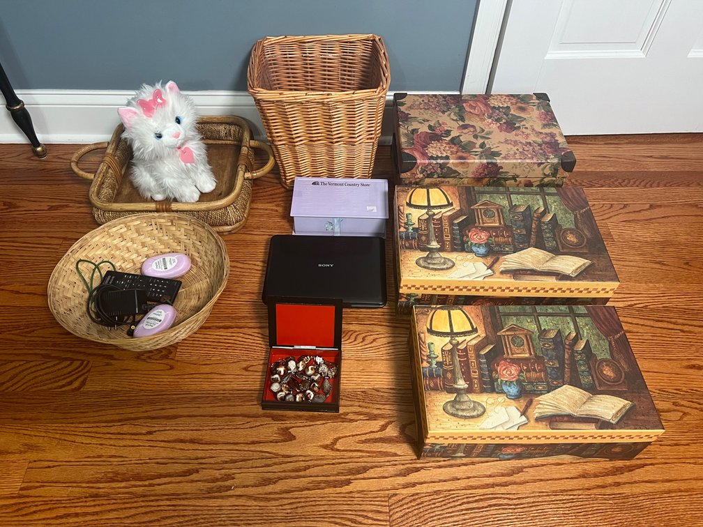 Decorative Boxes Baskets Plush Cat Beads Lot