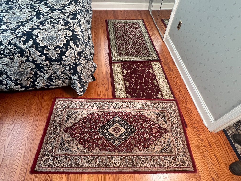Set of Three Traditional Red & Cream Oriental-Style Rugs