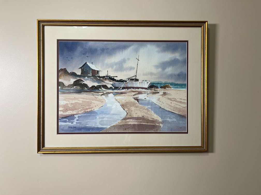 Chuck Long Signed Coastal Landscape Watercolor Print