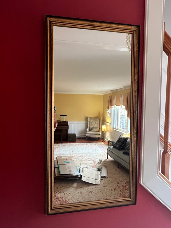 Rectangular Wall Mirror with Gold-Tone Moulded Frame