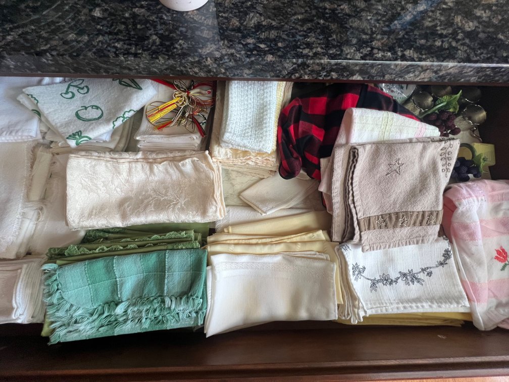 Lot of Table Linens, Dishware, & Household Goods