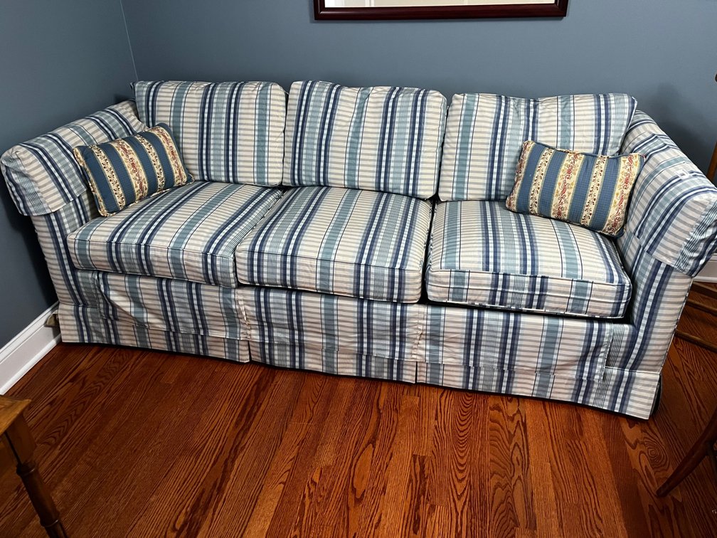 Striped Fabric Sleeper Sofa with Skirted Base