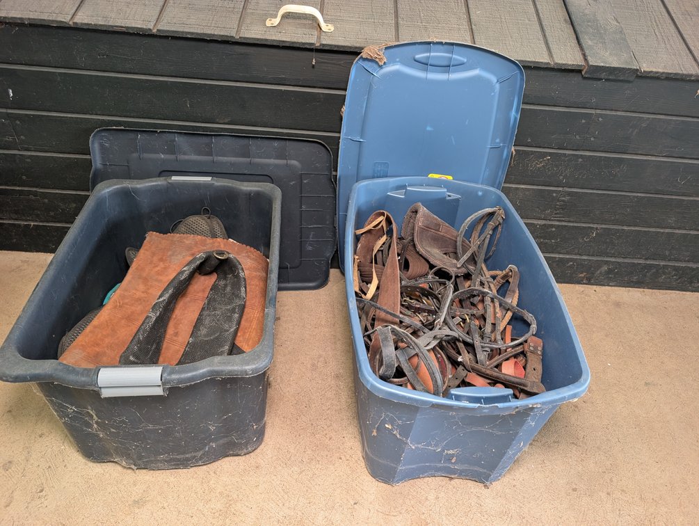Two Totes of Misc Tack