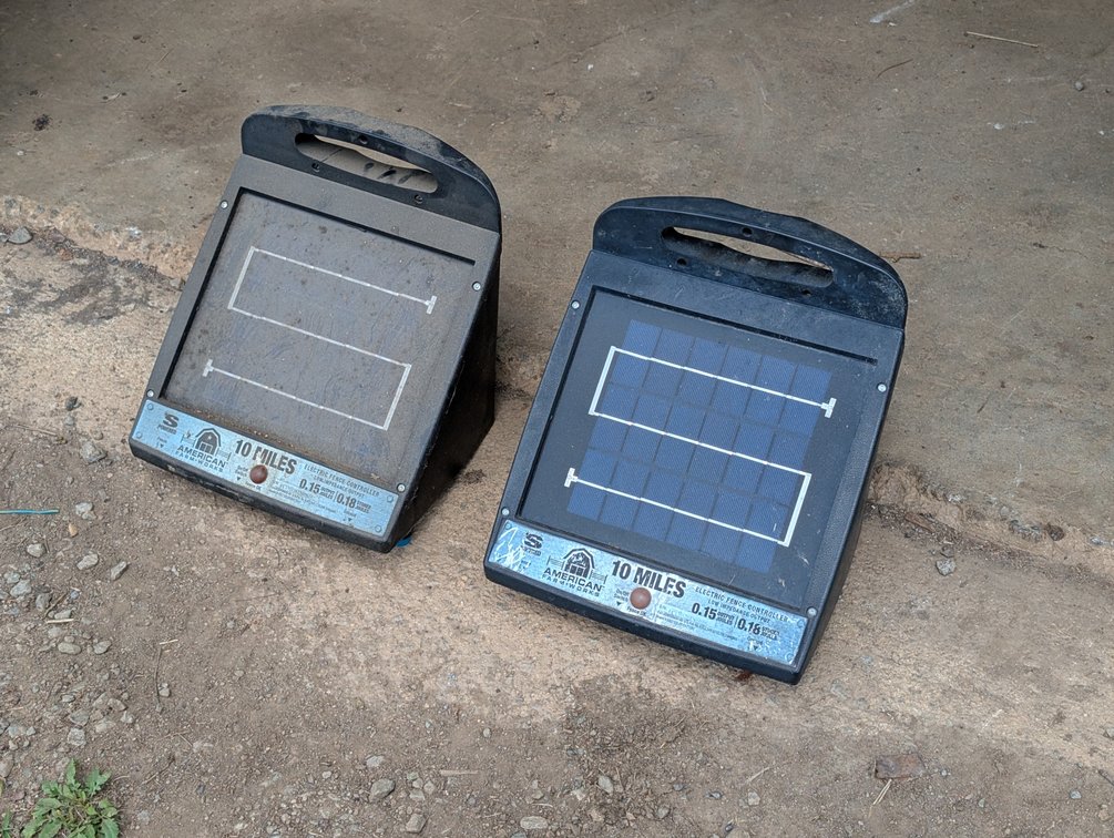 Pair Of Solar Powered Fence Chargers