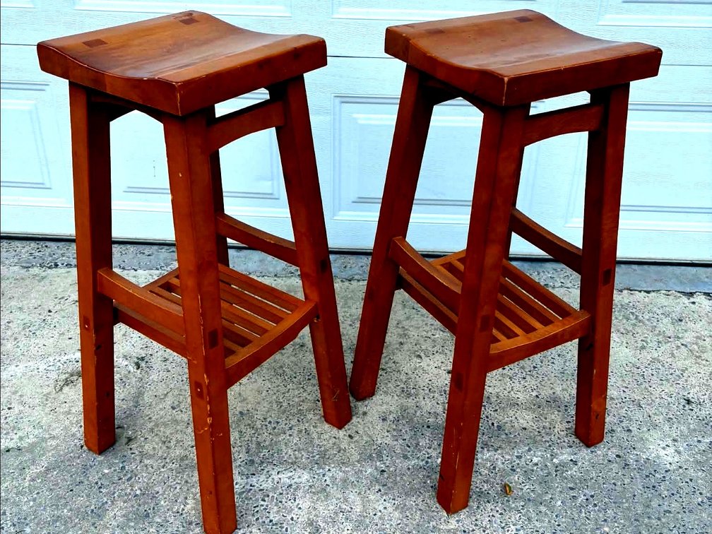 Two Wood Bar Stools