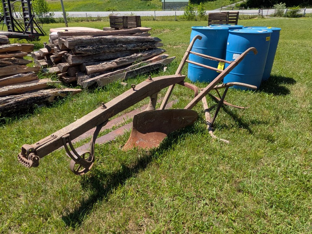 Antique Single Shovel Plow & Antique Oliver Plow and Two Crosscut Blades
