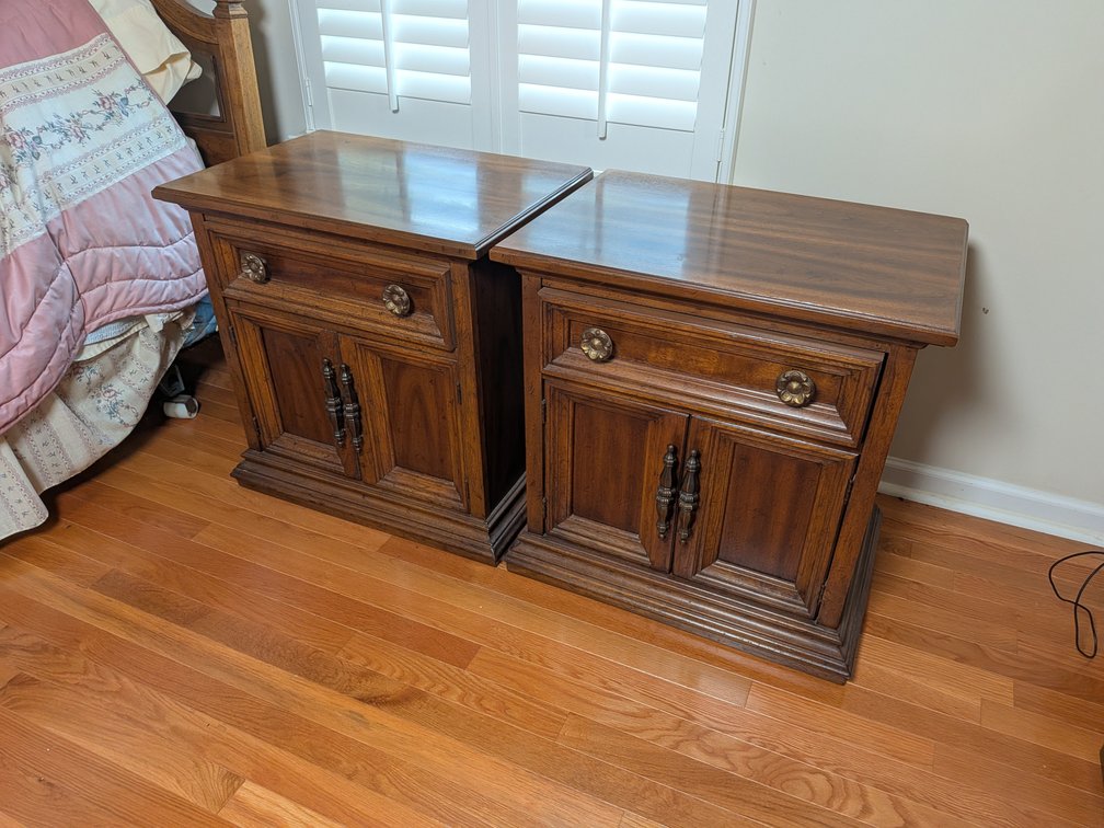 Pair of Drexel Venessa Wood Nightstands