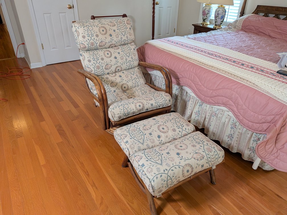 Rattan Swivel Rocker Chair and Ottoman Set