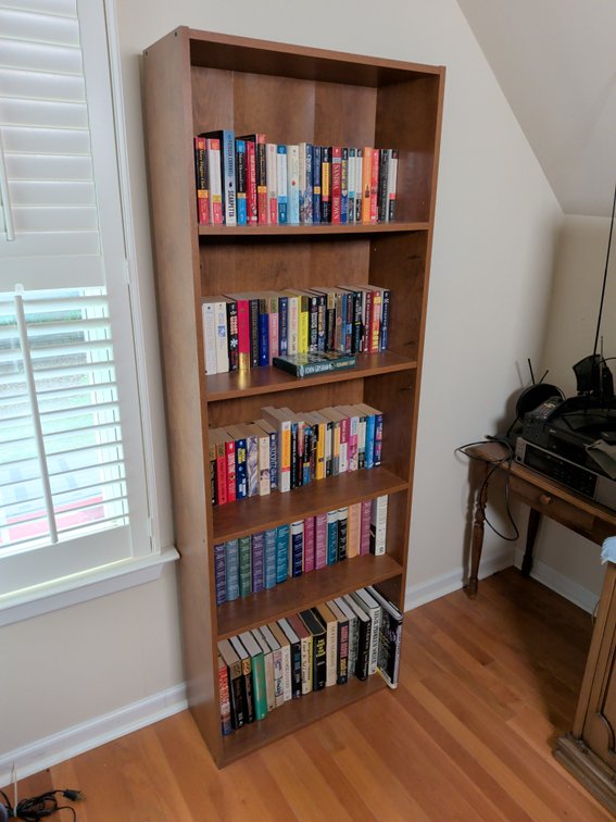 5-Shelf Bookcase with Fiction Book Collection